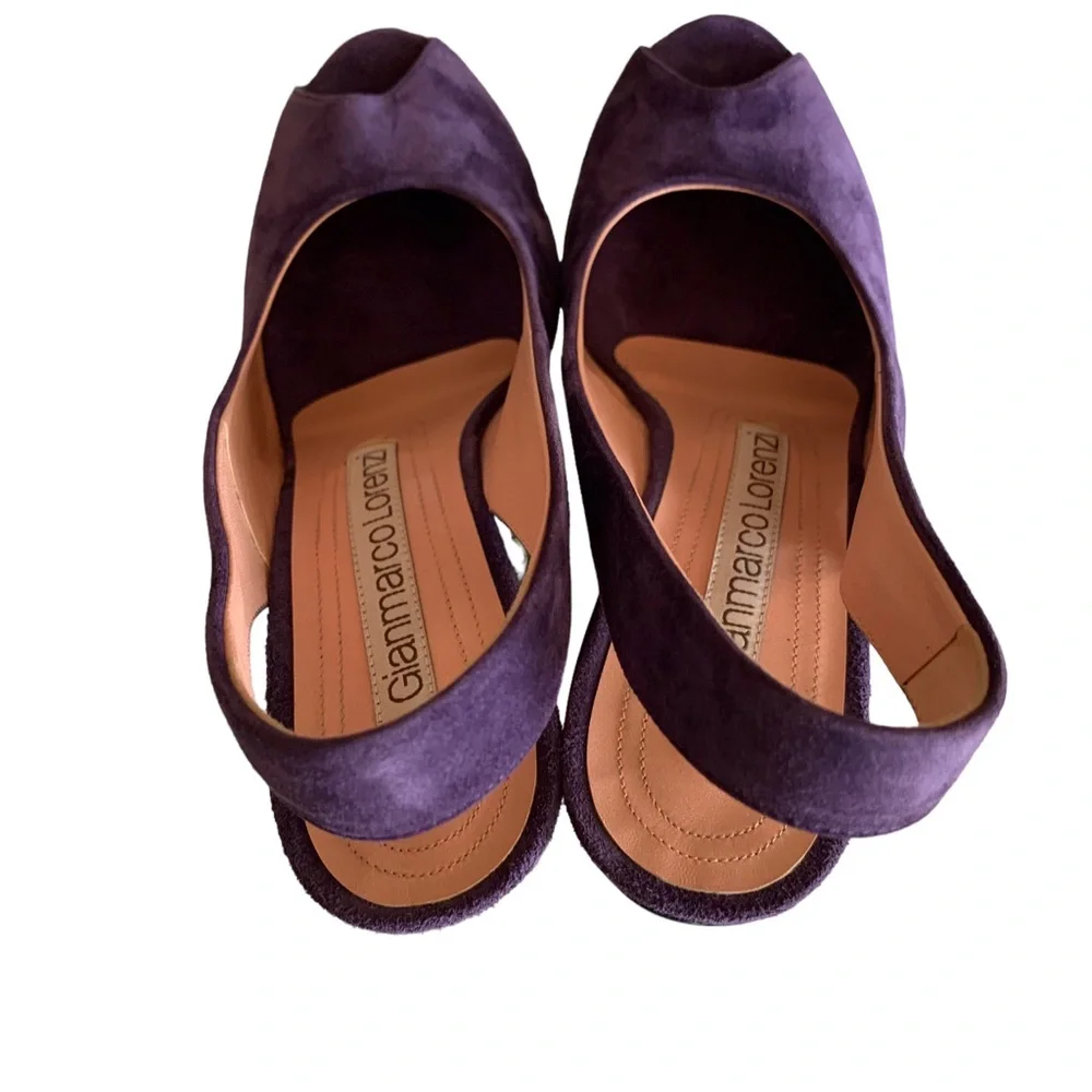 GIANMARCO LORENZI PURPLE SUEDE PLATFORM WEDGE